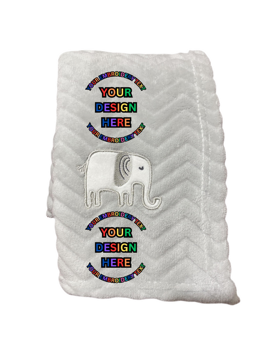 Personalised Light Grey Baby Blanket – Elephant Appliqué & Embroidery