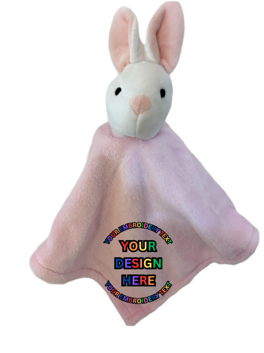 Pink Rabbit Baby Comforter with Custom Embroidery