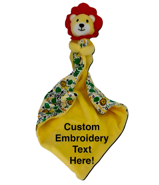 Baby Lion + Lion Print Comforter With Custom Embroidery