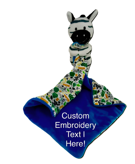 Baby Zebra + Zebra Print Comforter With Custom Embroidery