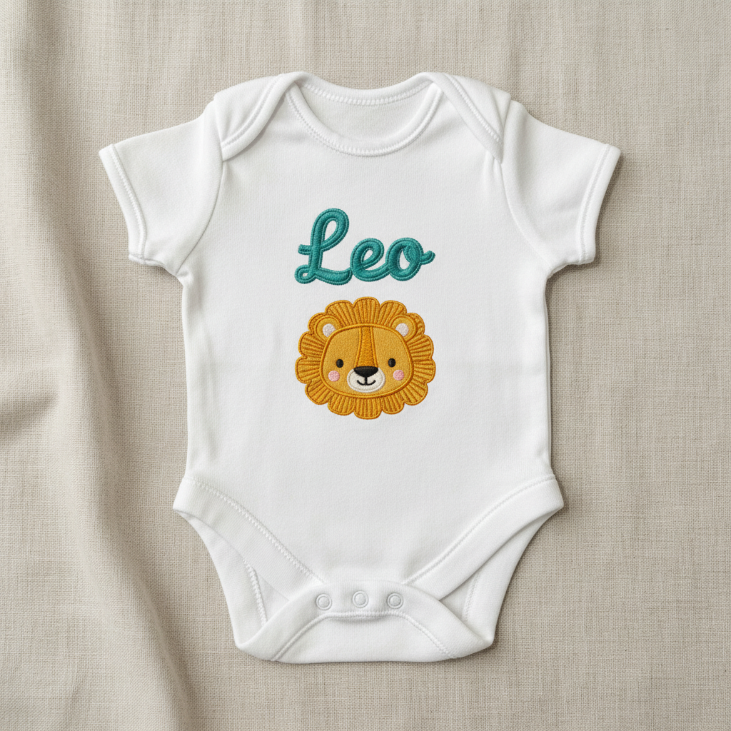 Personalised Embroidered Short-Sleeve Baby Grow