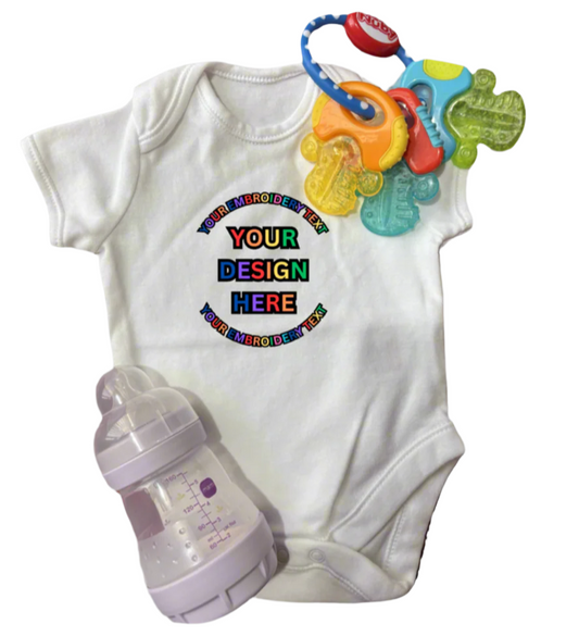 Personalised Embroidered Short-Sleeve Baby Grow