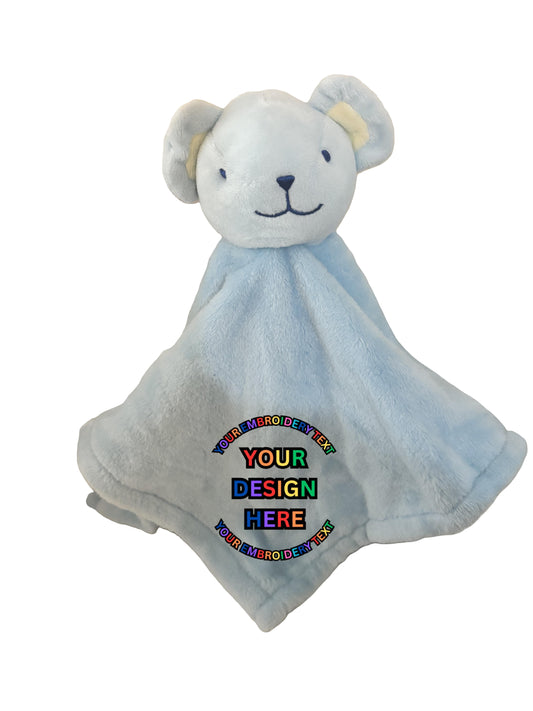 Blue Bear Baby Comforter with Custom Embroidery