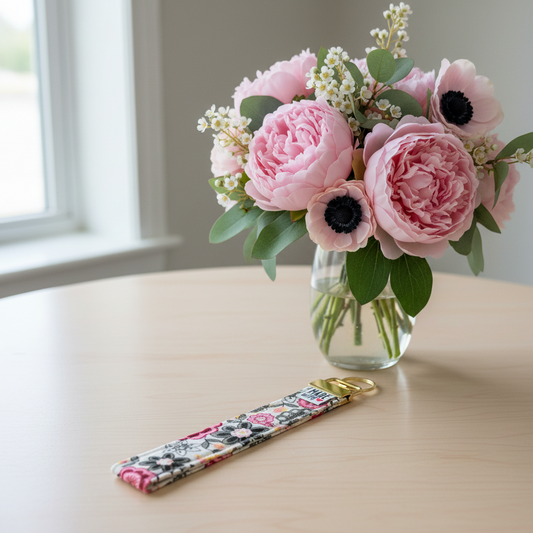 Wristlet Key Fob - “Midnight Bloom”