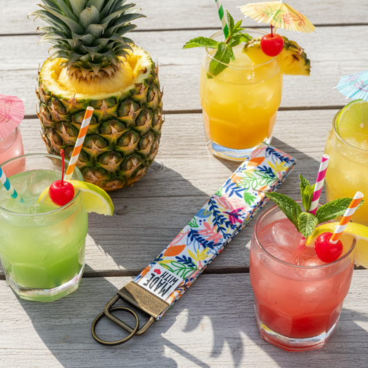 Wristlet Key Fob - “Tropical Whimsy”