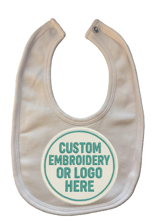 Personalised 100% Cotton Baby Bib – Custom Embroidered
