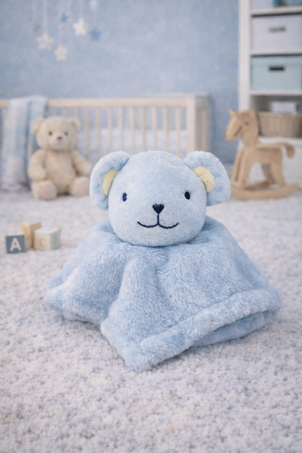 Blue Bear Baby Comforter with Custom Embroidery
