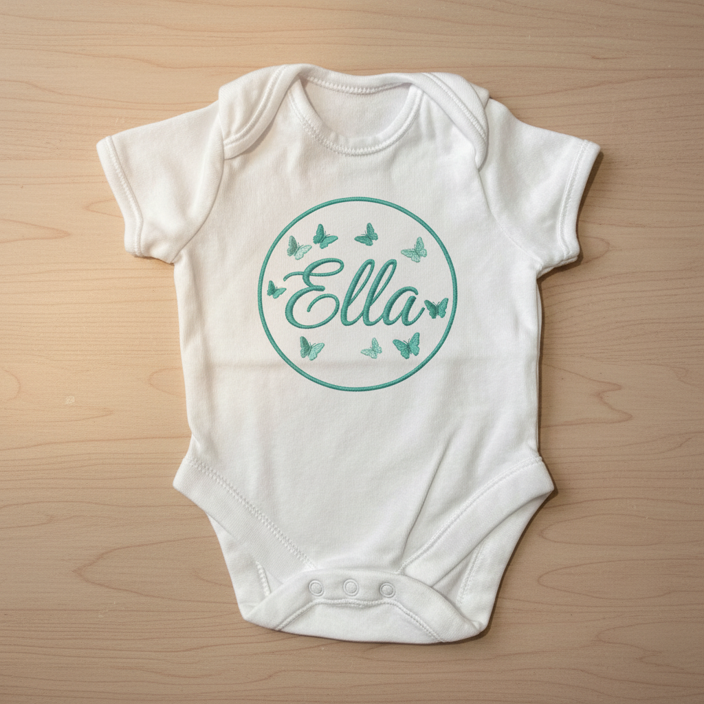 Personalised Embroidered Short-Sleeve Baby Grow