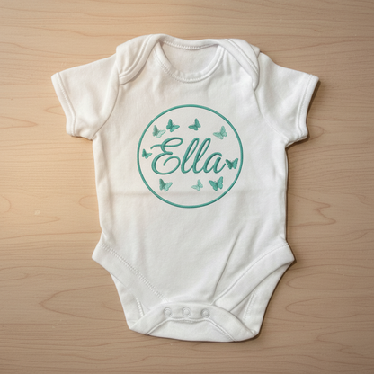Personalised Embroidered Short-Sleeve Baby Grow