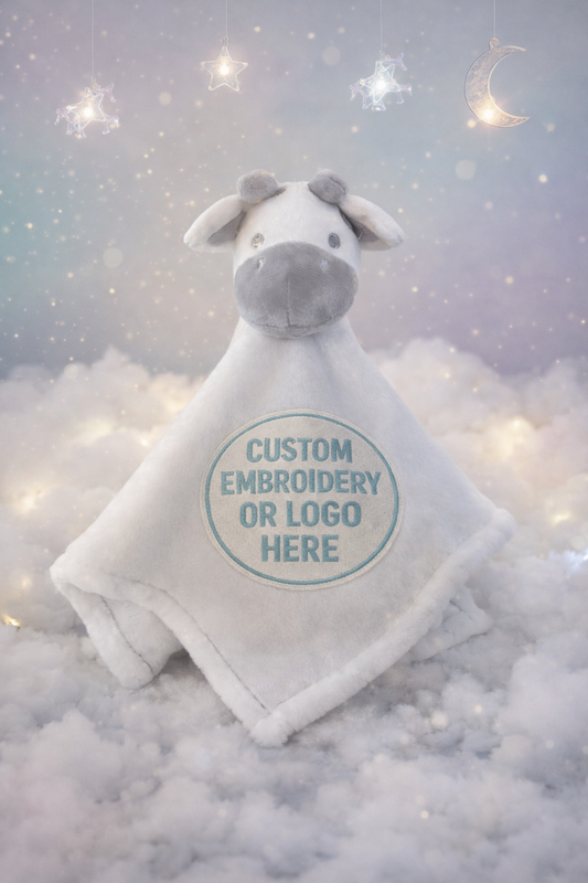 White Cow Baby Comforter with Custom Embroidery