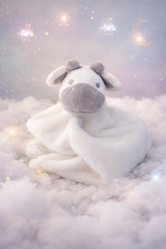 White Cow Baby Comforter with Custom Embroidery