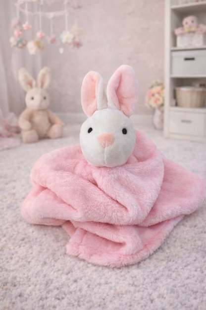 Pink Rabbit Baby Comforter with Custom Embroidery