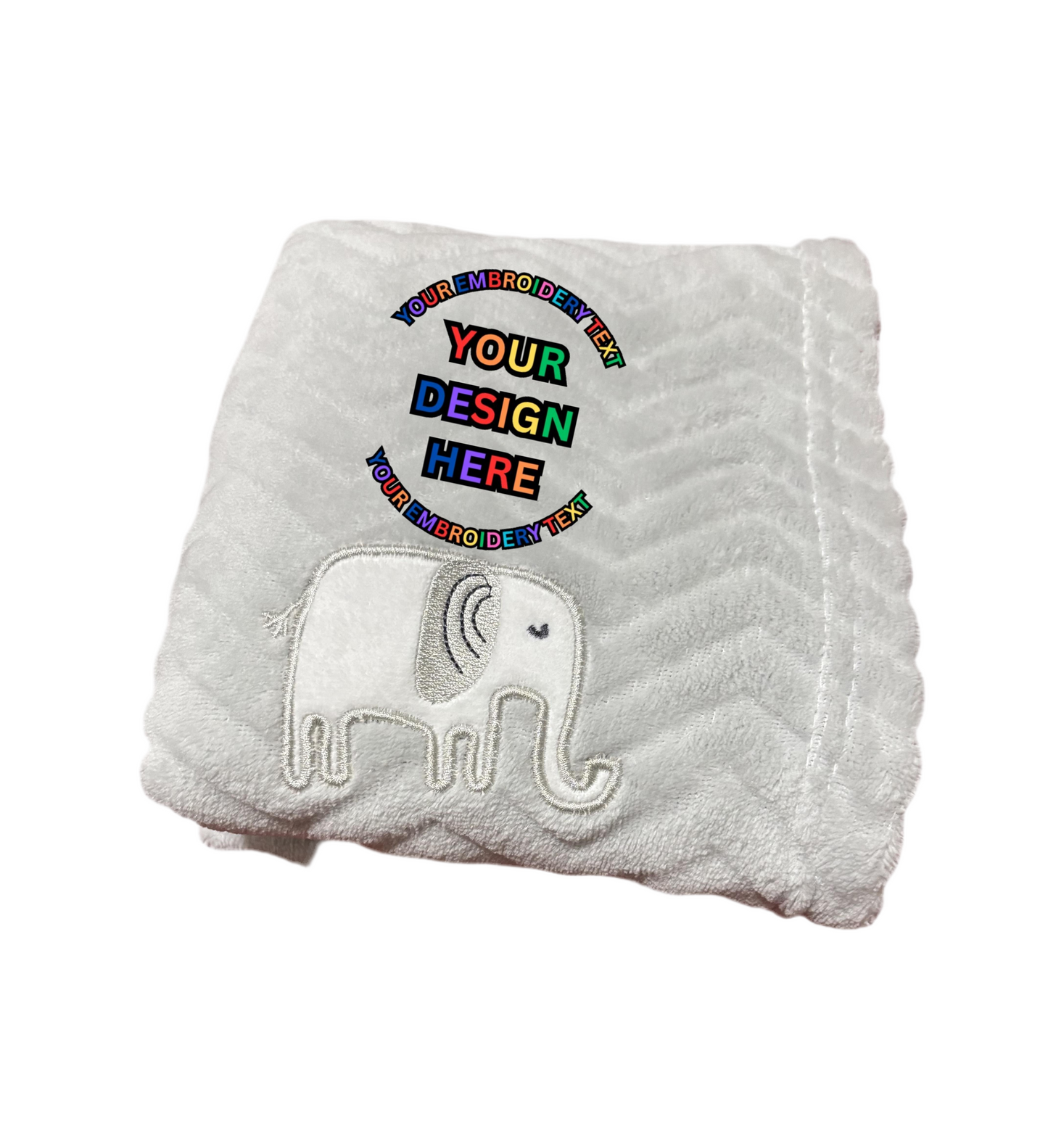 Personalised Light Grey Baby Blanket – Elephant Appliqué & Embroidery