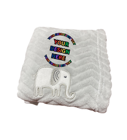 Personalised Light Grey Baby Blanket – Elephant Appliqué & Embroidery