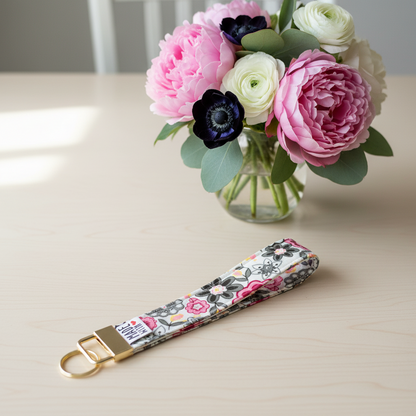 Wristlet Key Fob - “Midnight Bloom”