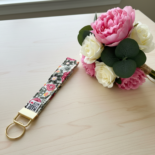 Wristlet Key Fob - “Midnight Bloom”