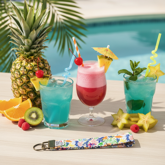Wristlet Key Fob - “Tropical Whimsy”