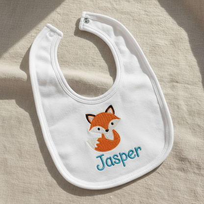 Personalised 100% Cotton Baby Bib – Custom Embroidered