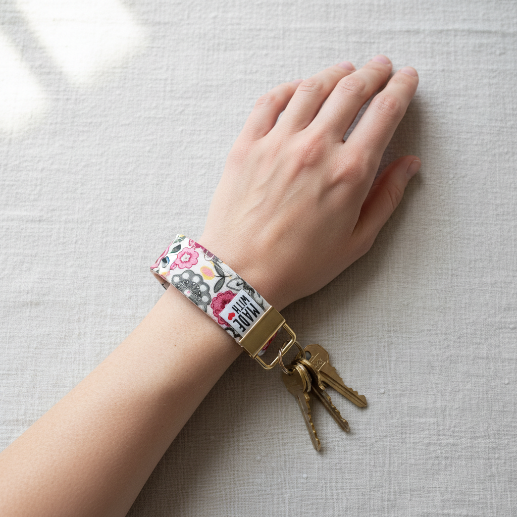 Wristlet Key Fob - “Midnight Bloom”