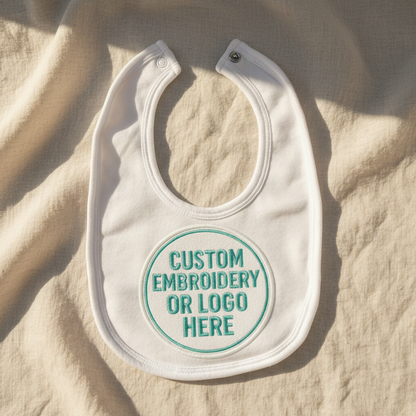 Personalised 100% Cotton Baby Bib – Custom Embroidered